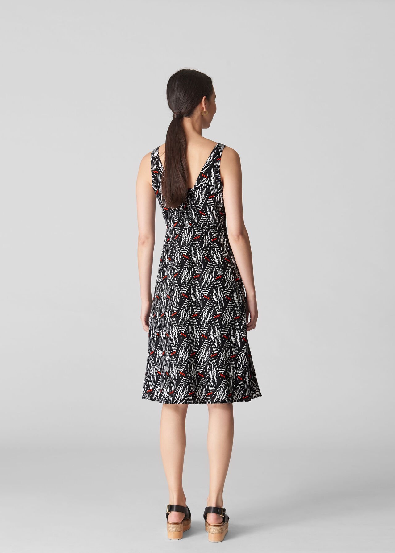 Carrie Print Tie Detail Dress Black/Multi