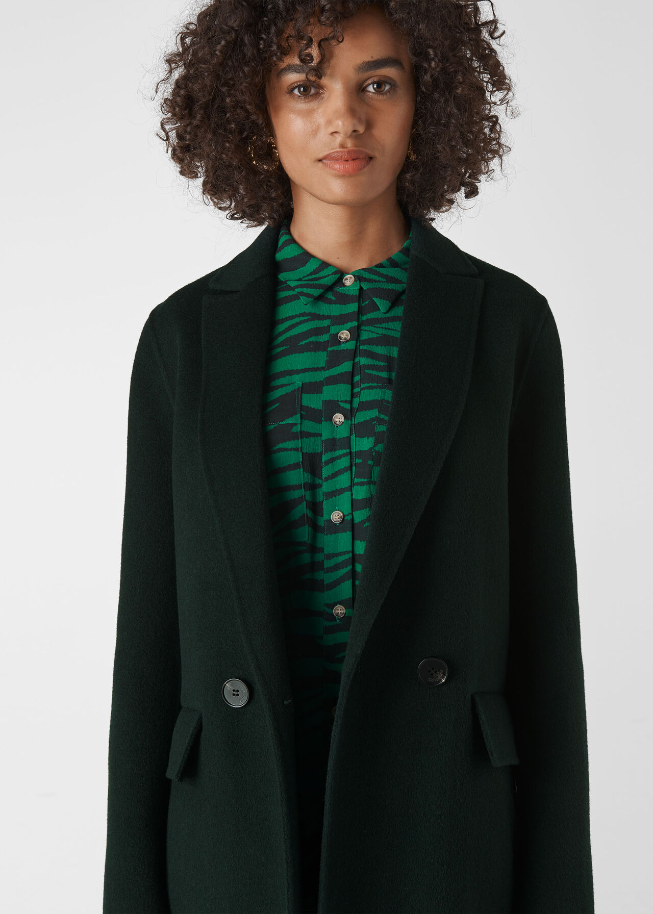 Double Faced Wool Coat Dark Green