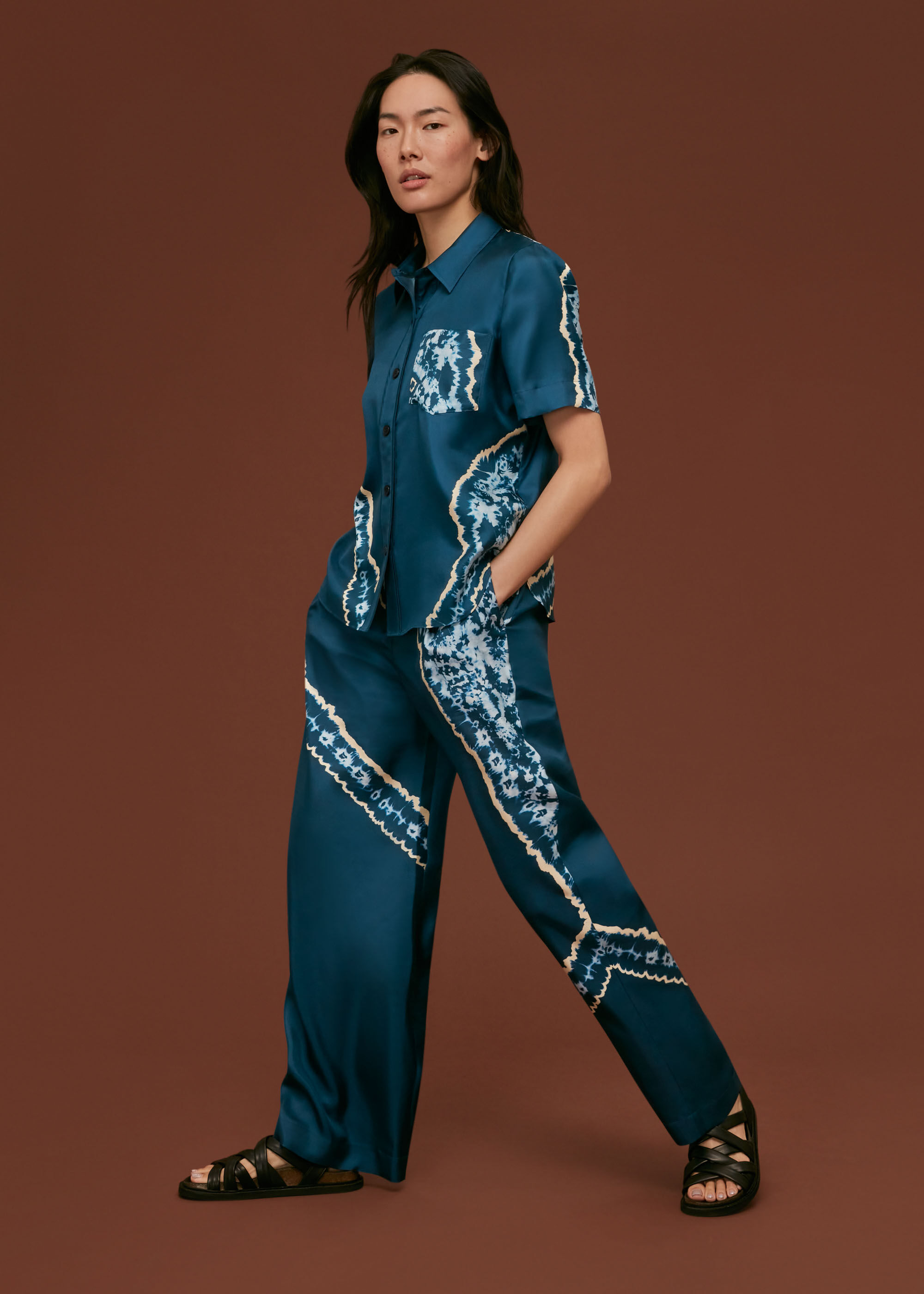 Blue/Multi Silk Tie Dye Shirt 