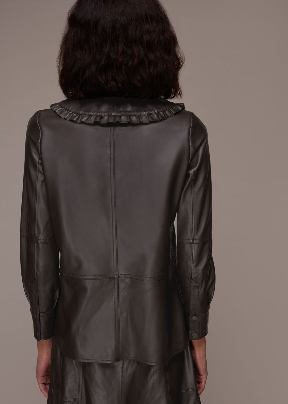 Leather Frill Collar Shirt