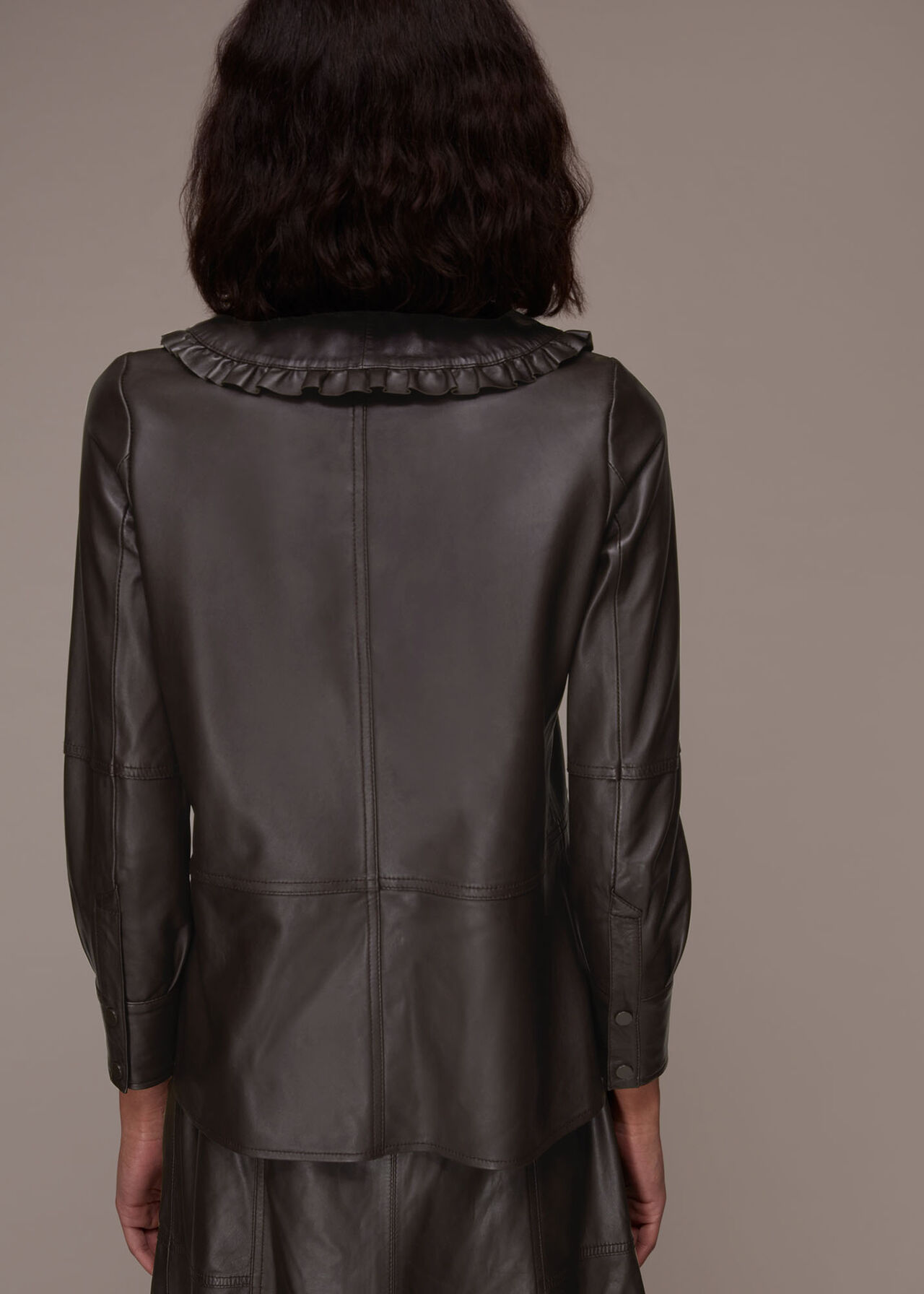 Leather Frill Collar Shirt