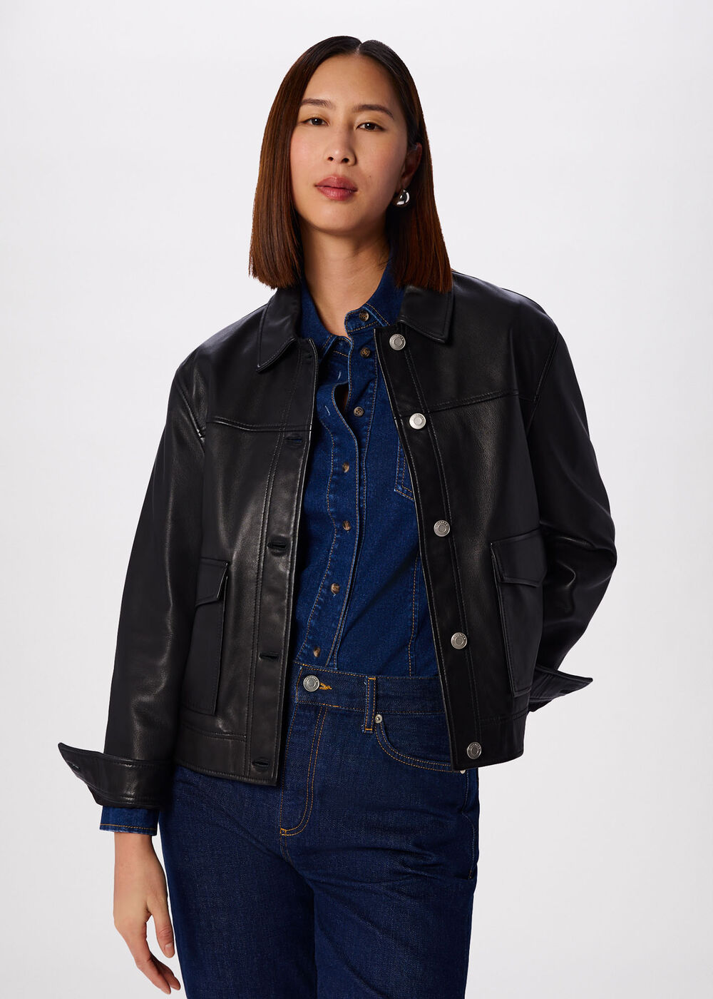 Natia Leather Western Jacket