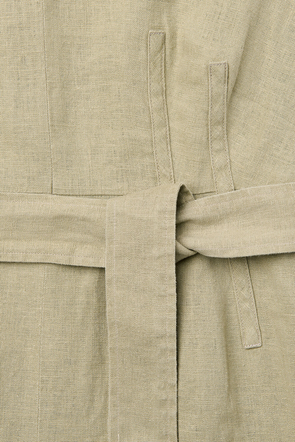 Neutral Belted Seamed Linen Jumpsuit