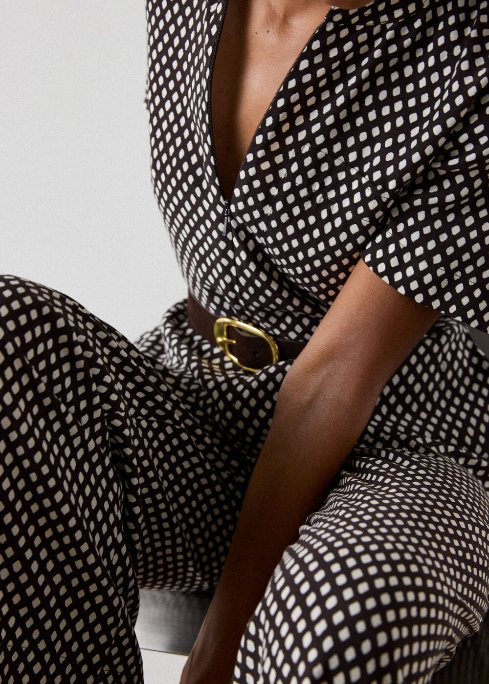 Check Short Sleeve Jumpsuit
