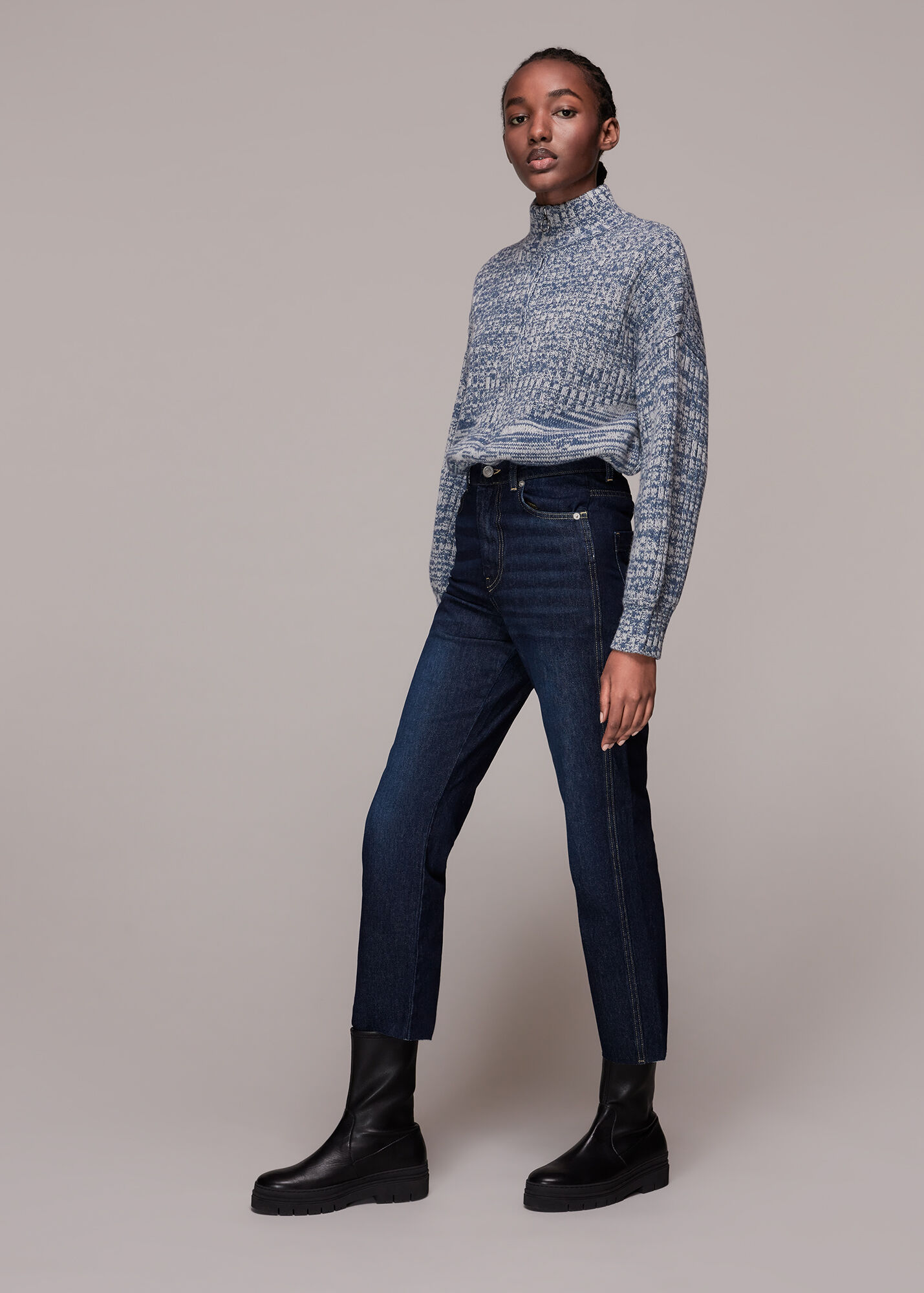 Dark Denim Authentic Slim Fray Jean WHISTLES Whistles UK