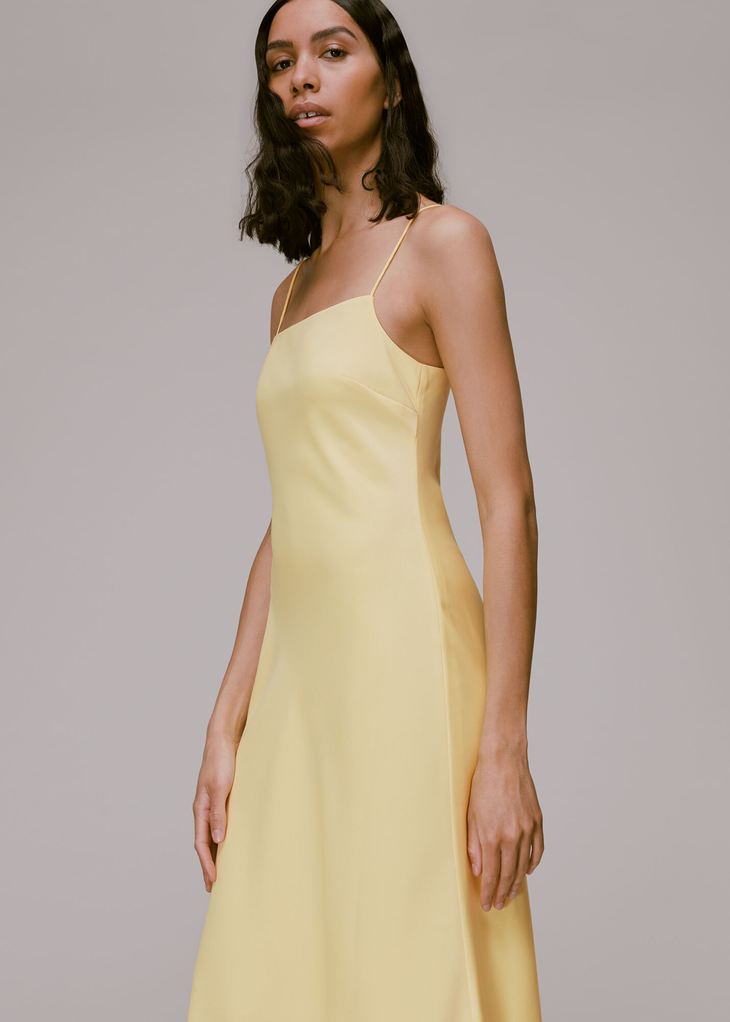 Yellow Dagma Satin Cami Dress WHISTLES