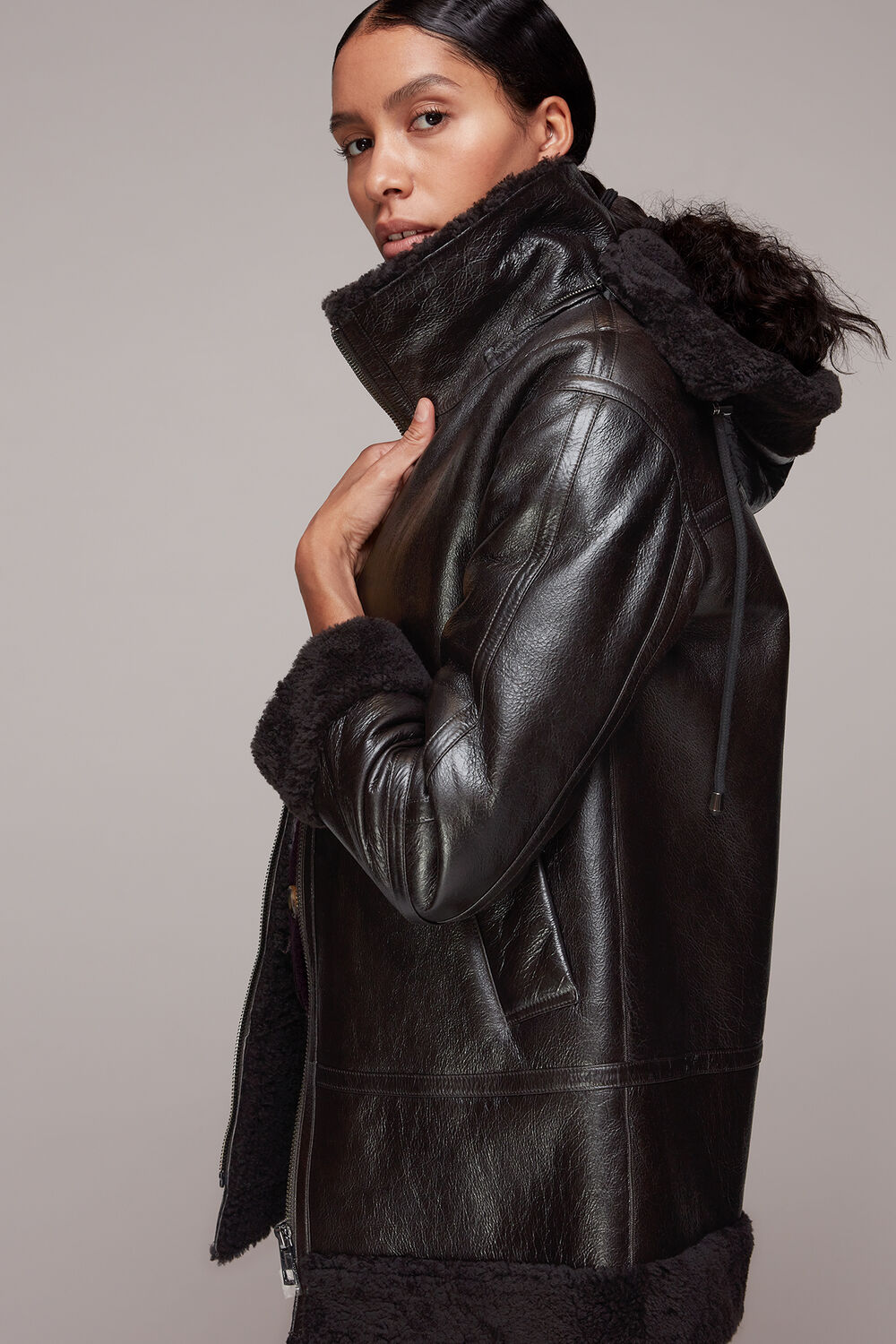 Shearling Hooded Biker