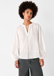 Broderie V Neck Blouse