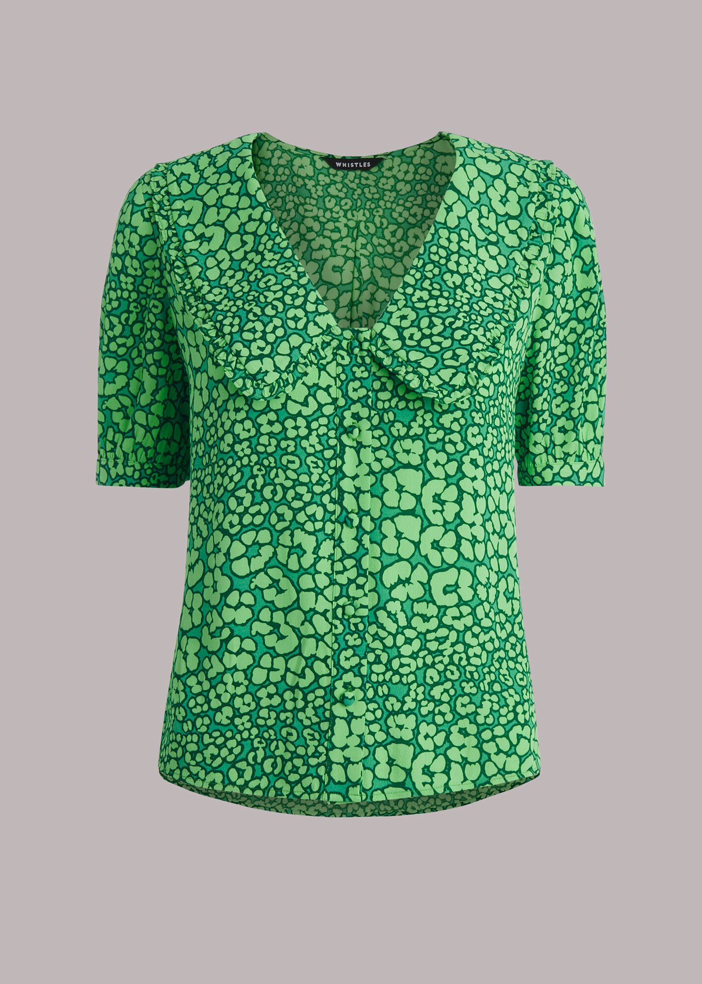ウィッスルズ WHISTLES Leopard Petals Collar Top （Green/Multi） Green/Multi Leopard Petals Collar Top | WHISTLES | Whistles US |