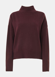 Wool Double Trim Funnel Neck