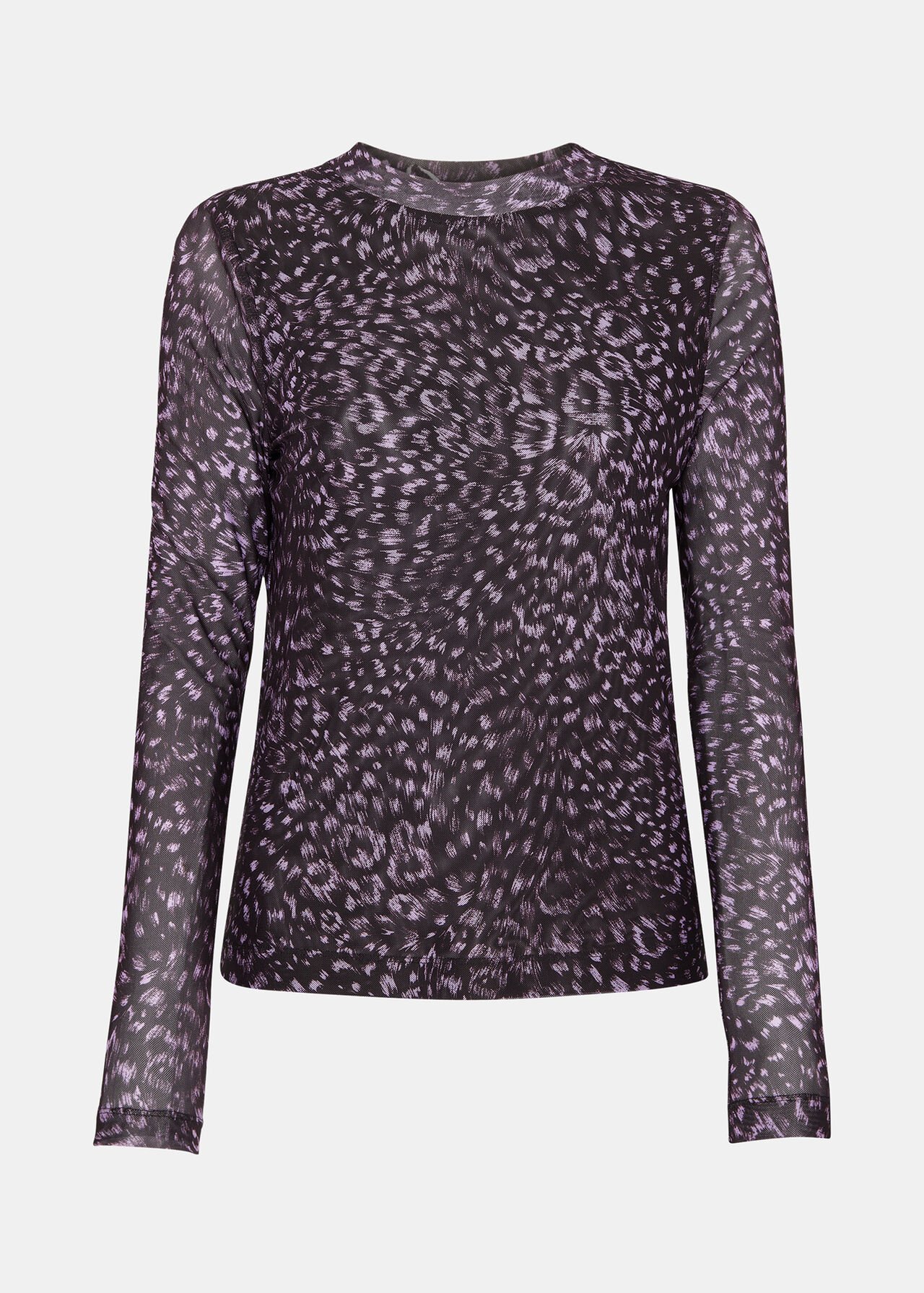 Purple/Multi Feather Leopard Mesh Top, WHISTLES