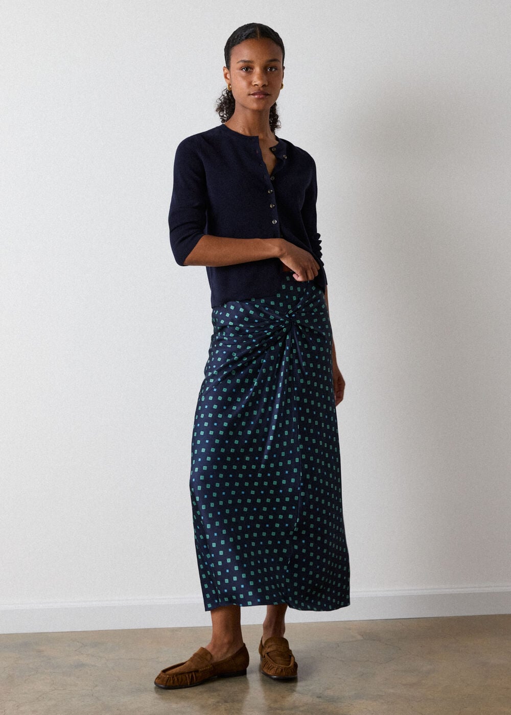 Diamond Geo Twist Midi Skirt