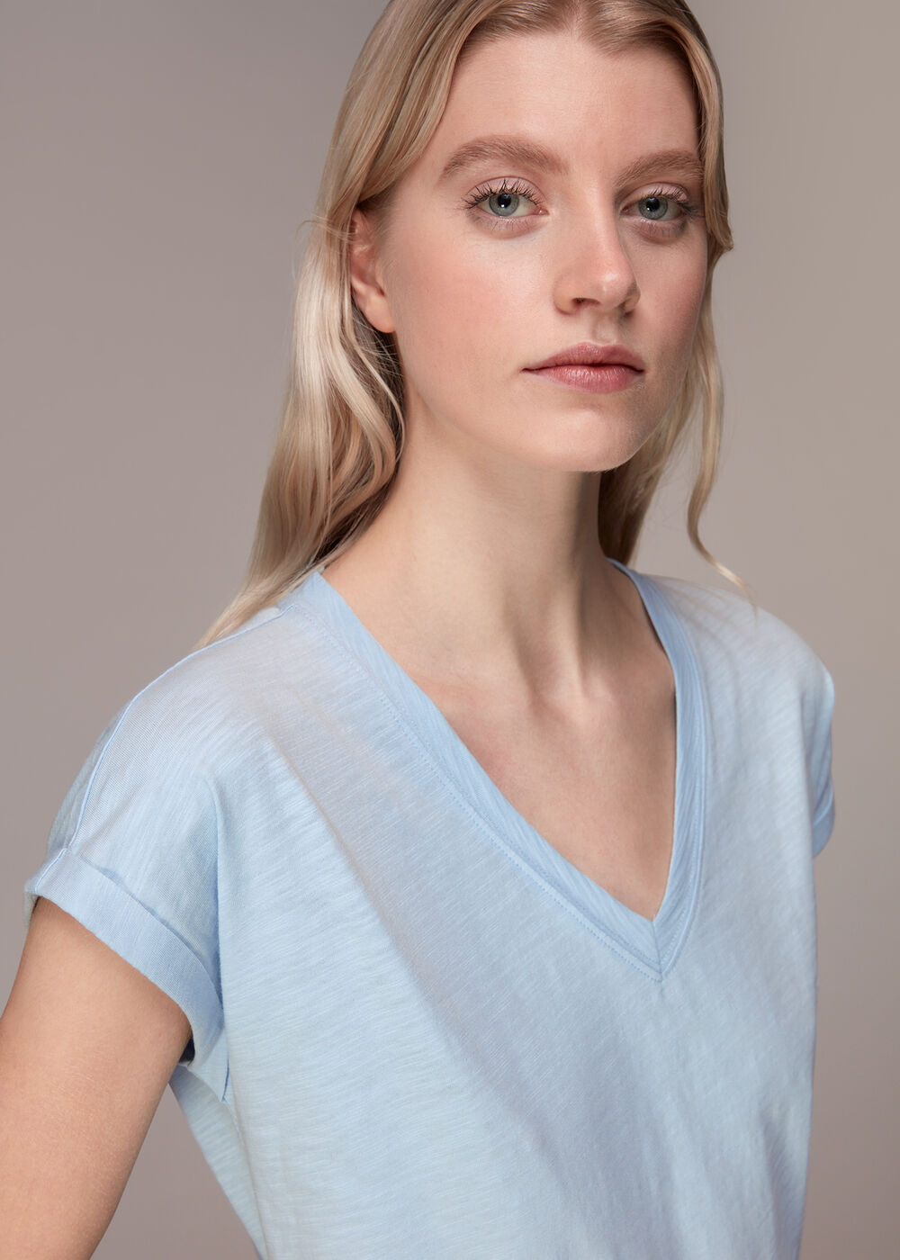 Willa V Neck Cap Sleeve Tee