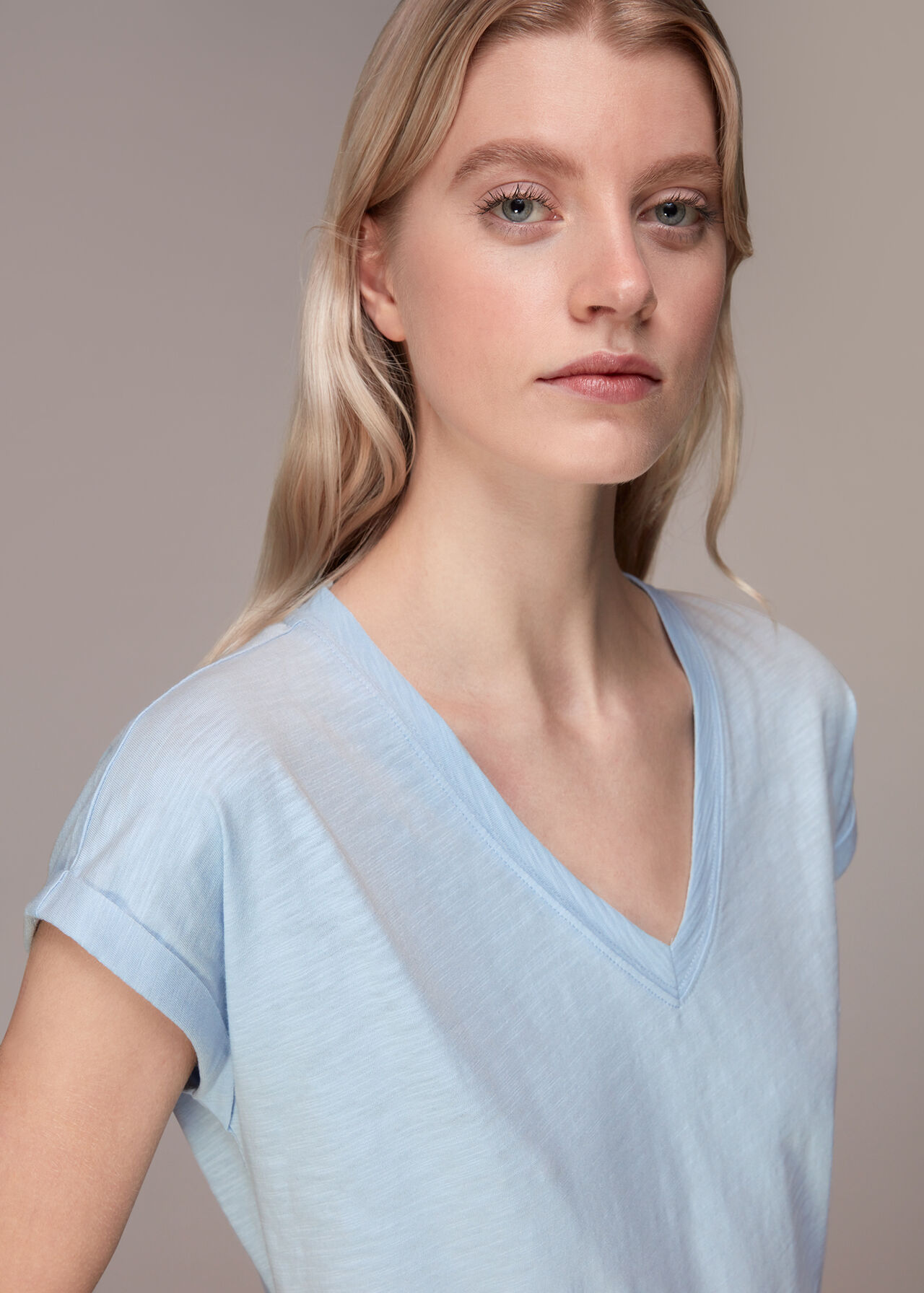 Willa V Neck Cap Sleeve Tee