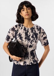 Shadow Floral Shirred Top