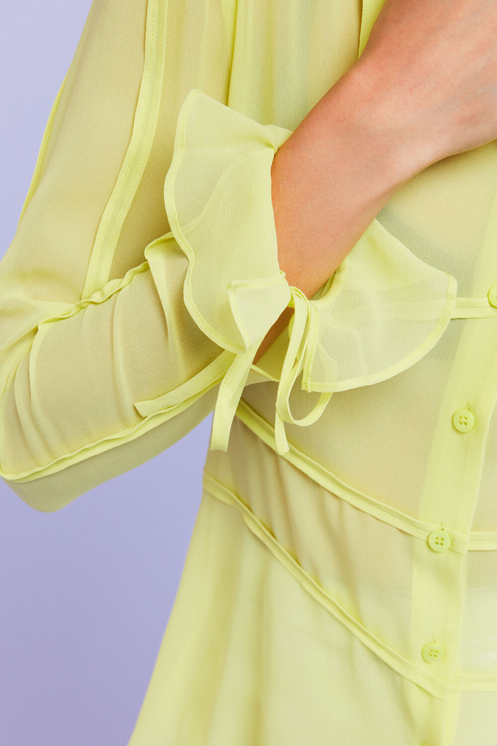 Yellow Fallon Seam Detail Silk Shirt