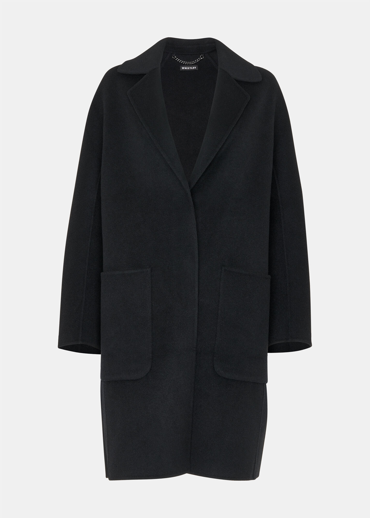 Black Cassie Double Face Pocket Coat | WHISTLES | Whistles US |