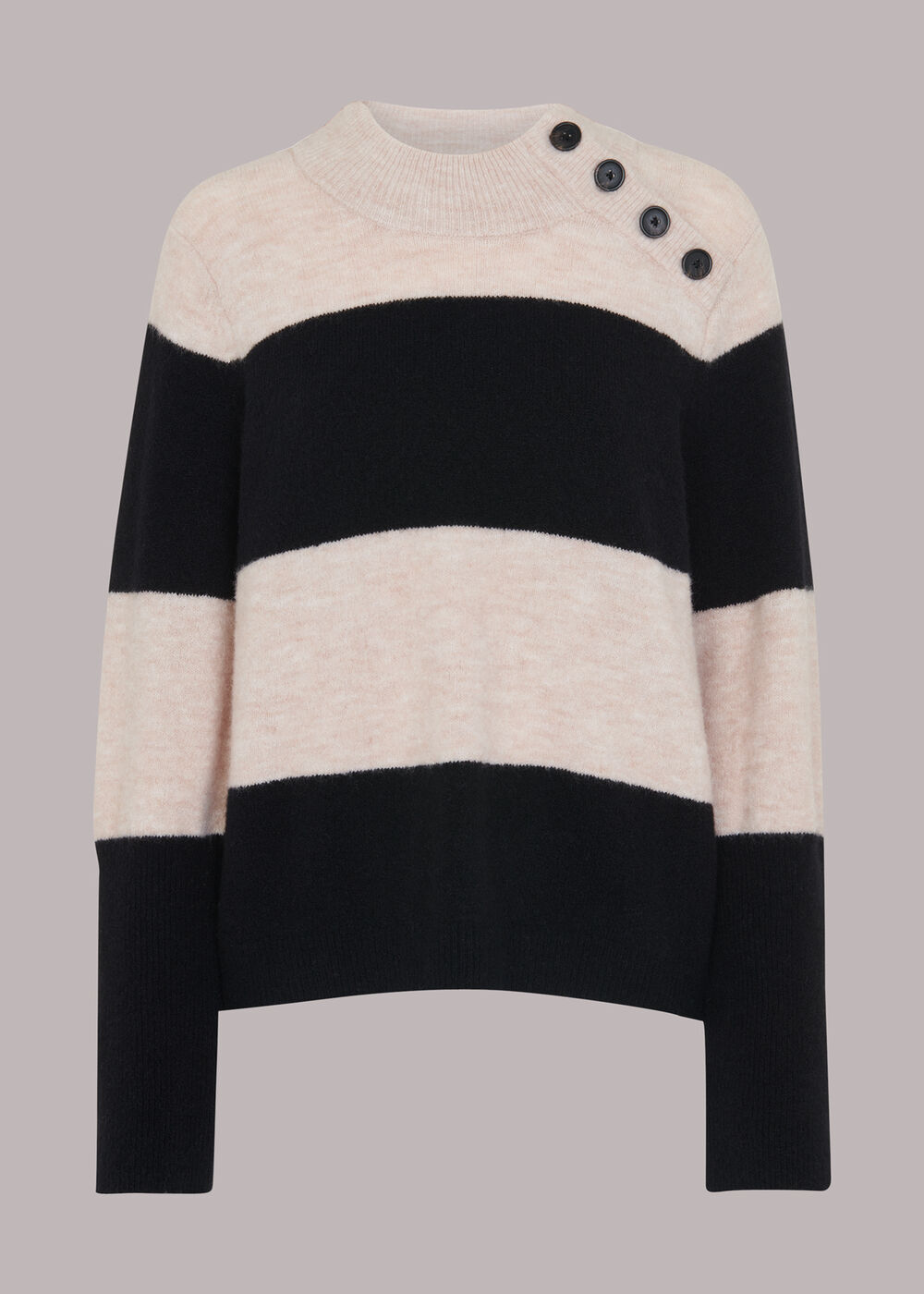 Stripe Button Neck Jumper