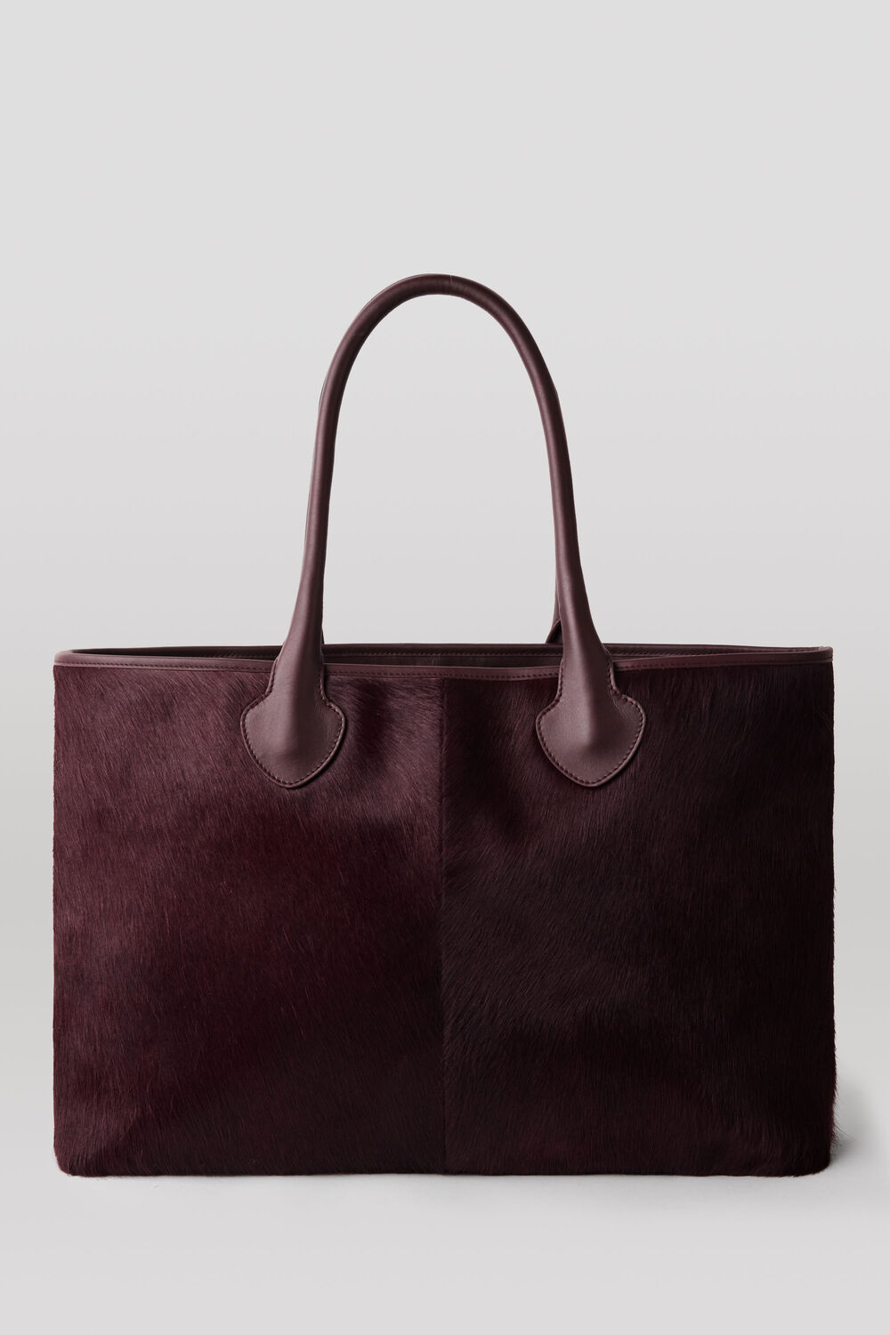 Plum Leandra Hair-On Leather Tote