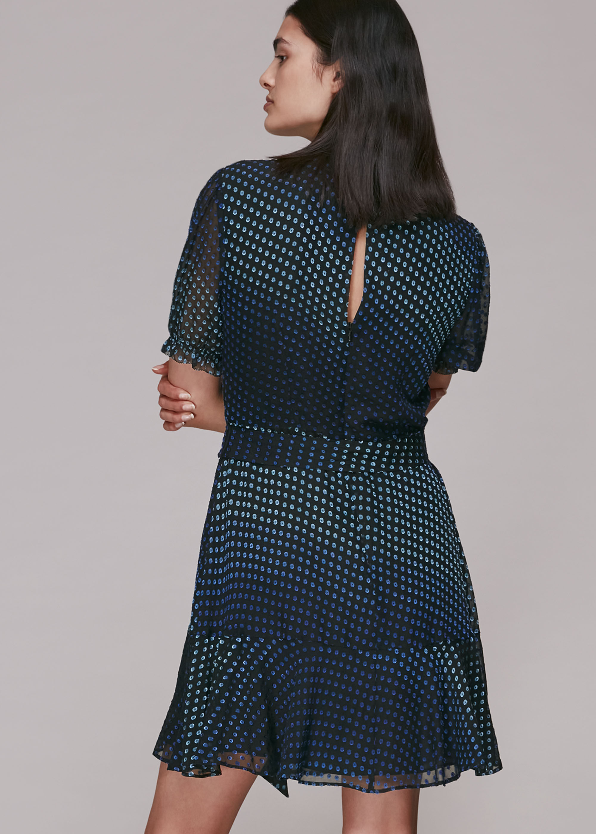 Blue Multi Gianna Ombre Dobby Dress WHISTLES