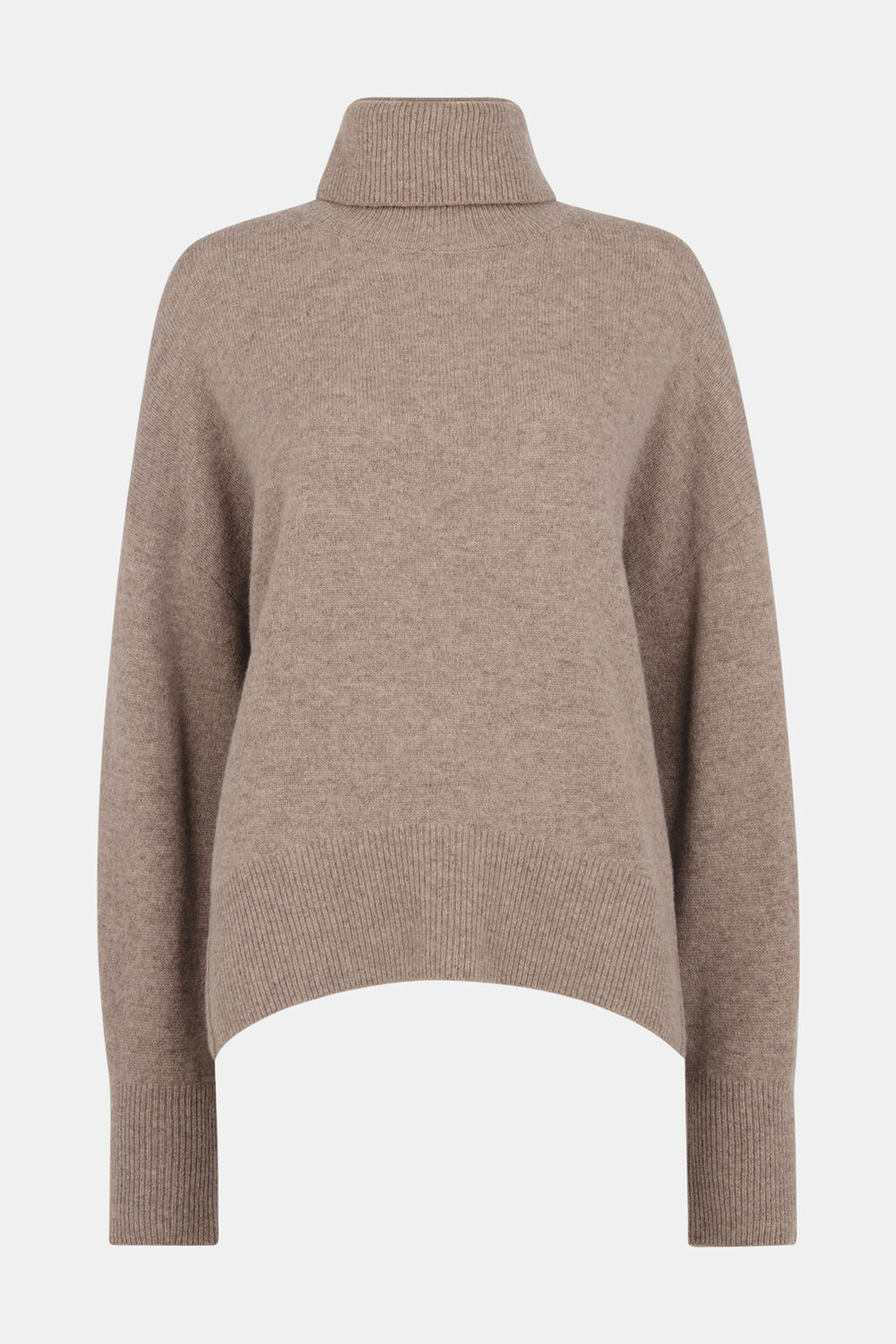 Wool Roll Curved Hem Knit
