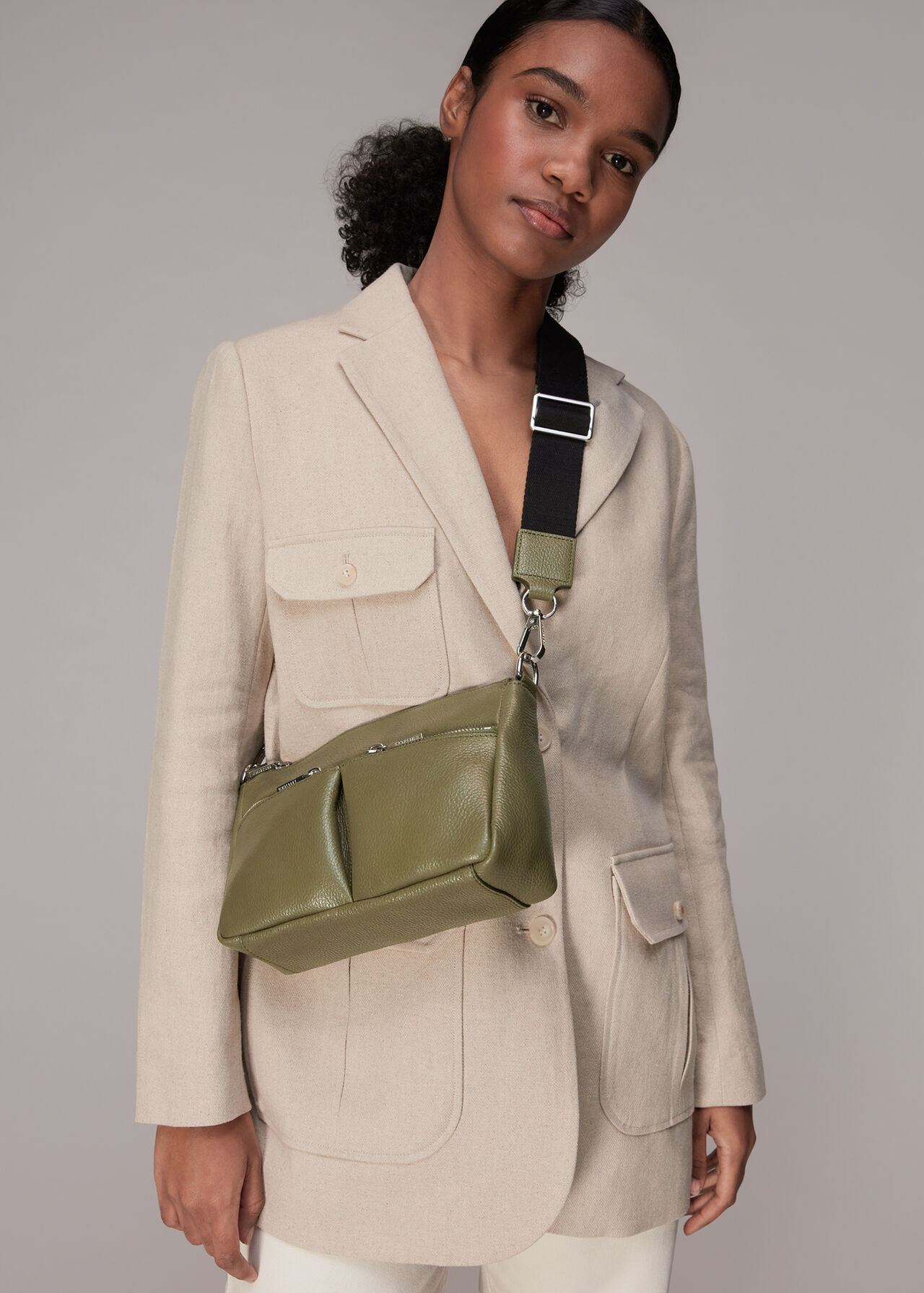 Khaki Cash Crossbody Bag | WHISTLES | Whistles