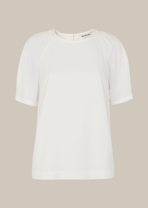 Ivory Smocked Shoulder Shell Top