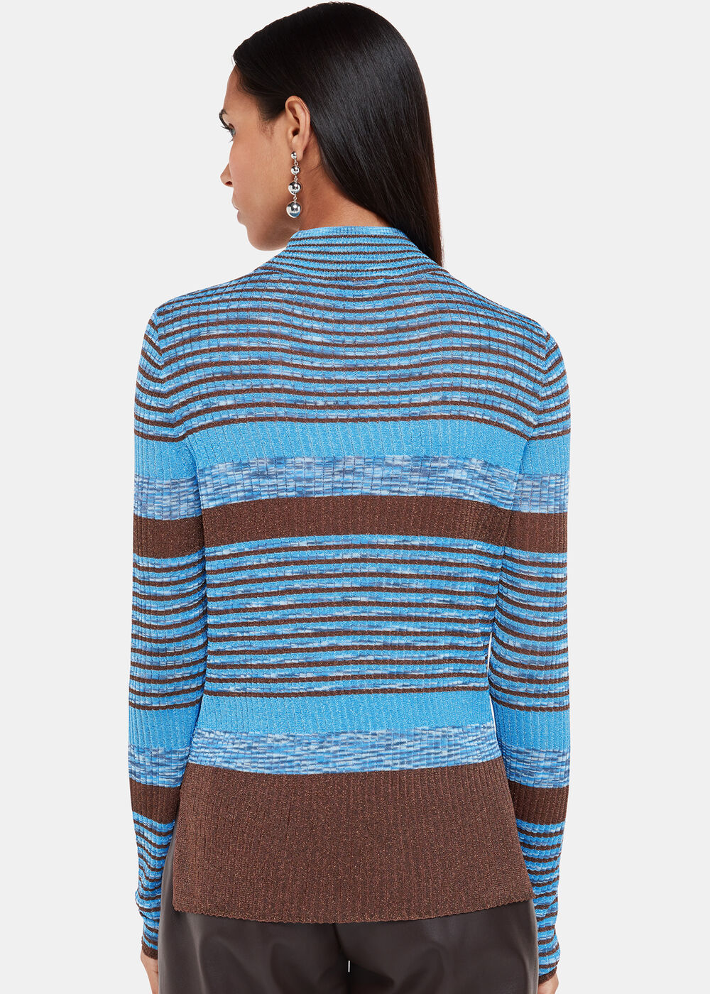 Stripe Sparkle High Neck Knit