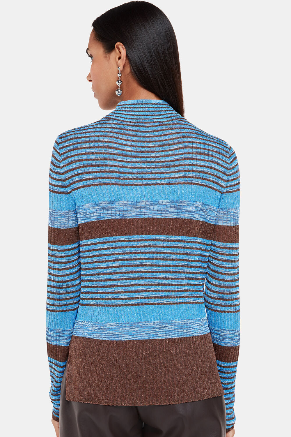 Stripe Sparkle High Neck Knit