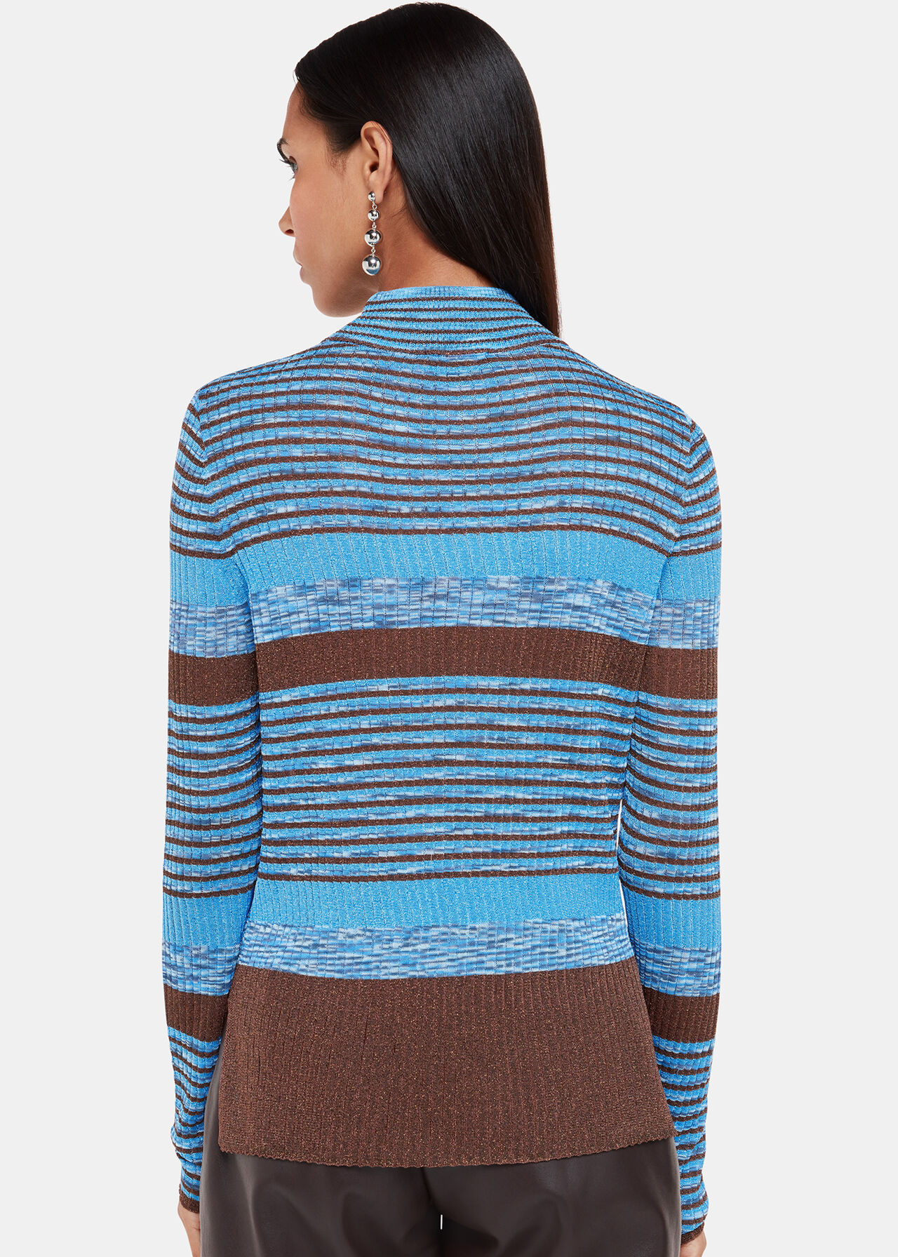 Stripe Sparkle High Neck Knit