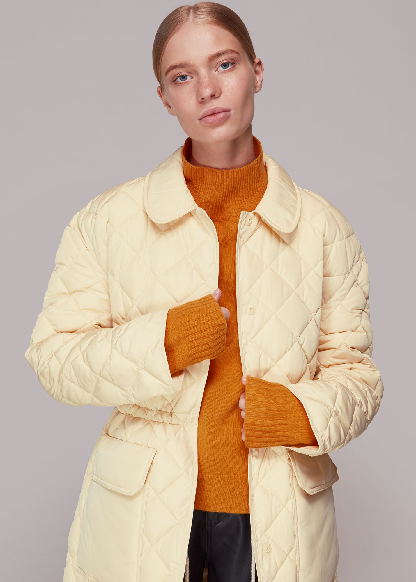 Pale Yellow Clelia Quilted Coat WHISTLES