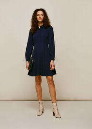 Pintuck Shirt Dress Navy