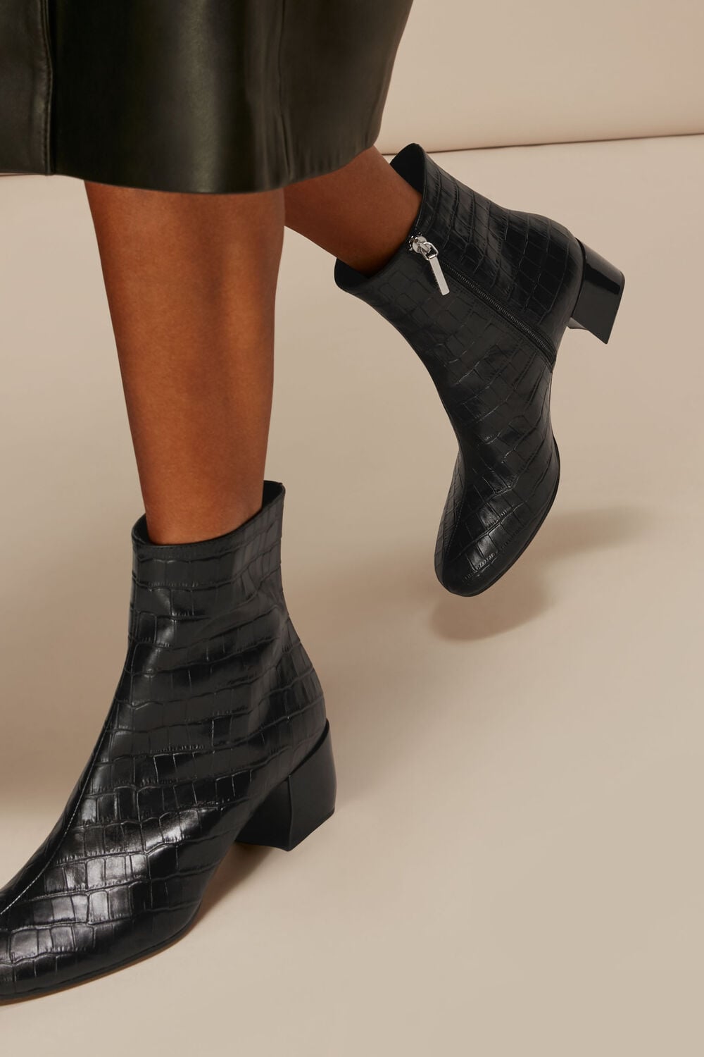 Elora Croc Block Heel Boot