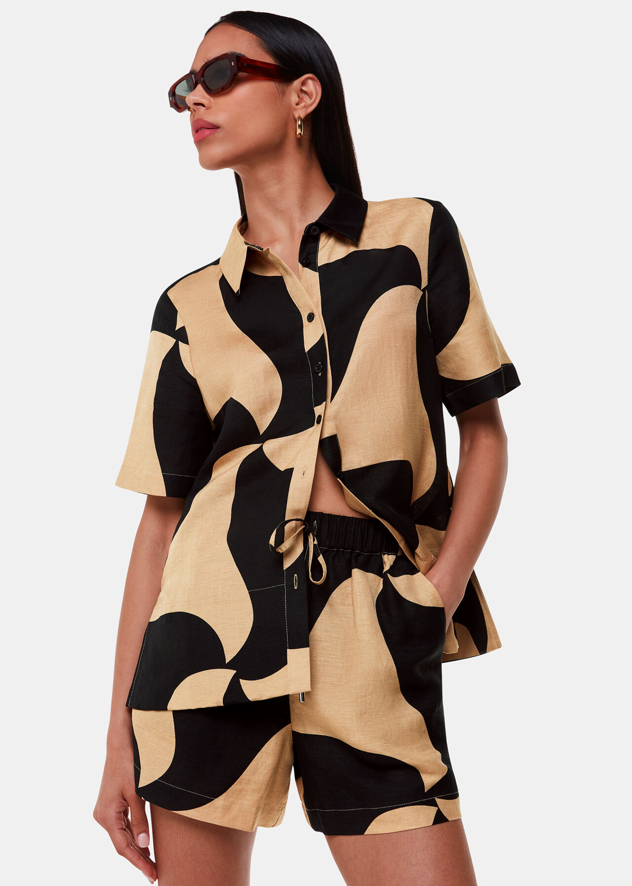 Swirl Linen Blend Shirt