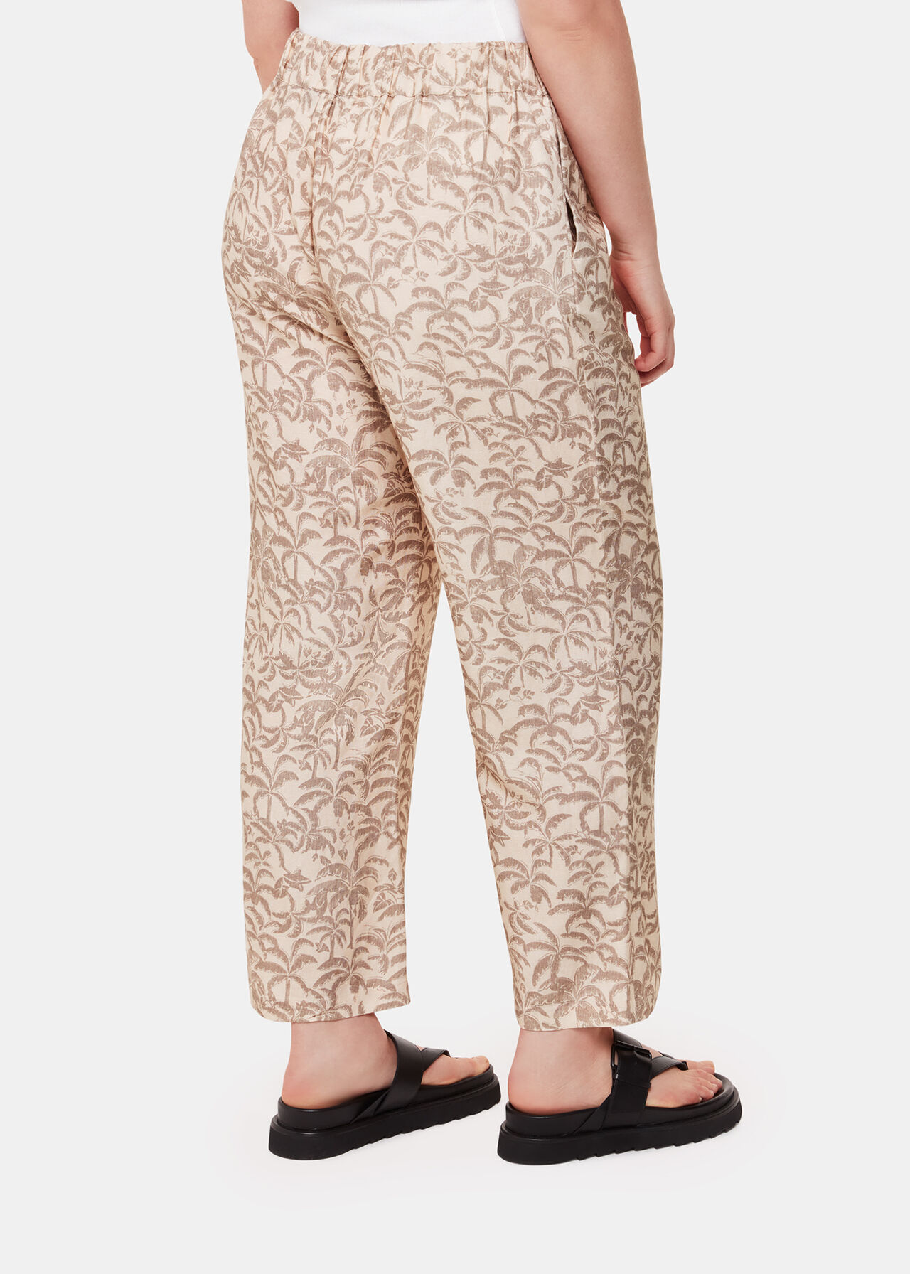 Palm Print Linen Blend Trouser