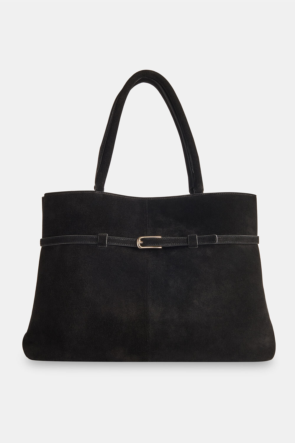 Black Noelle Suede Buckle Tote Bag