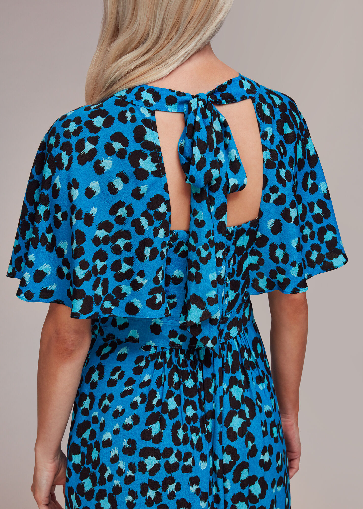 Whistles blue deals leopard print dress
