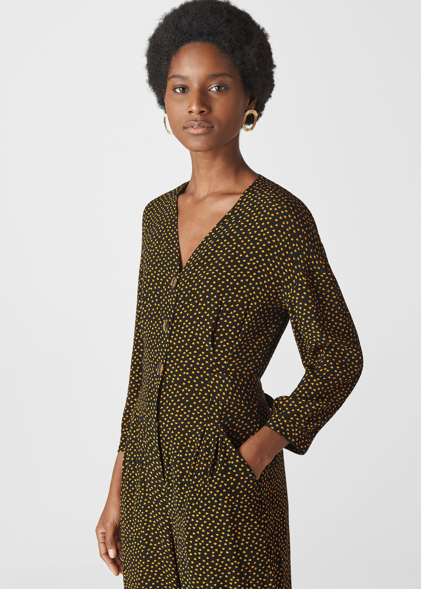 Yellow/Multi Confetti Heart Tie Jumpsuit WHISTLES