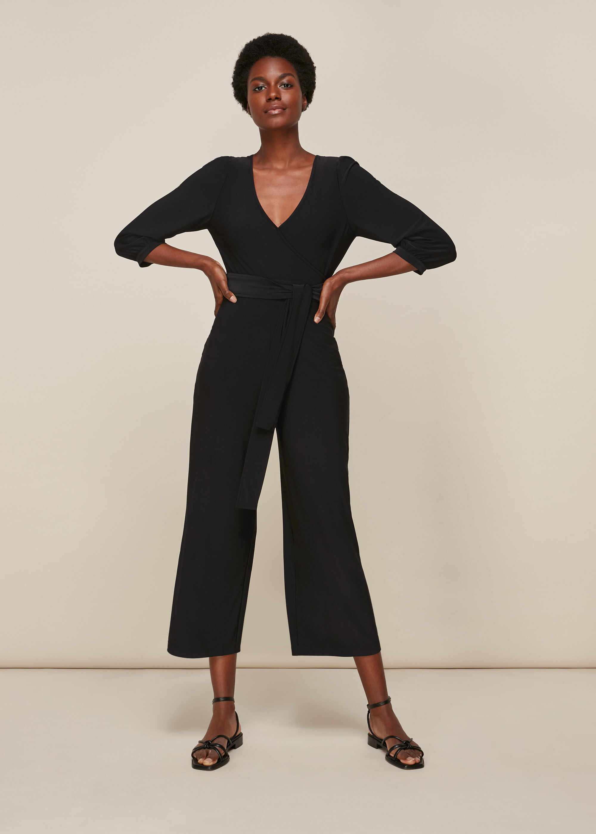 Jersey wrap jumpsuit sales