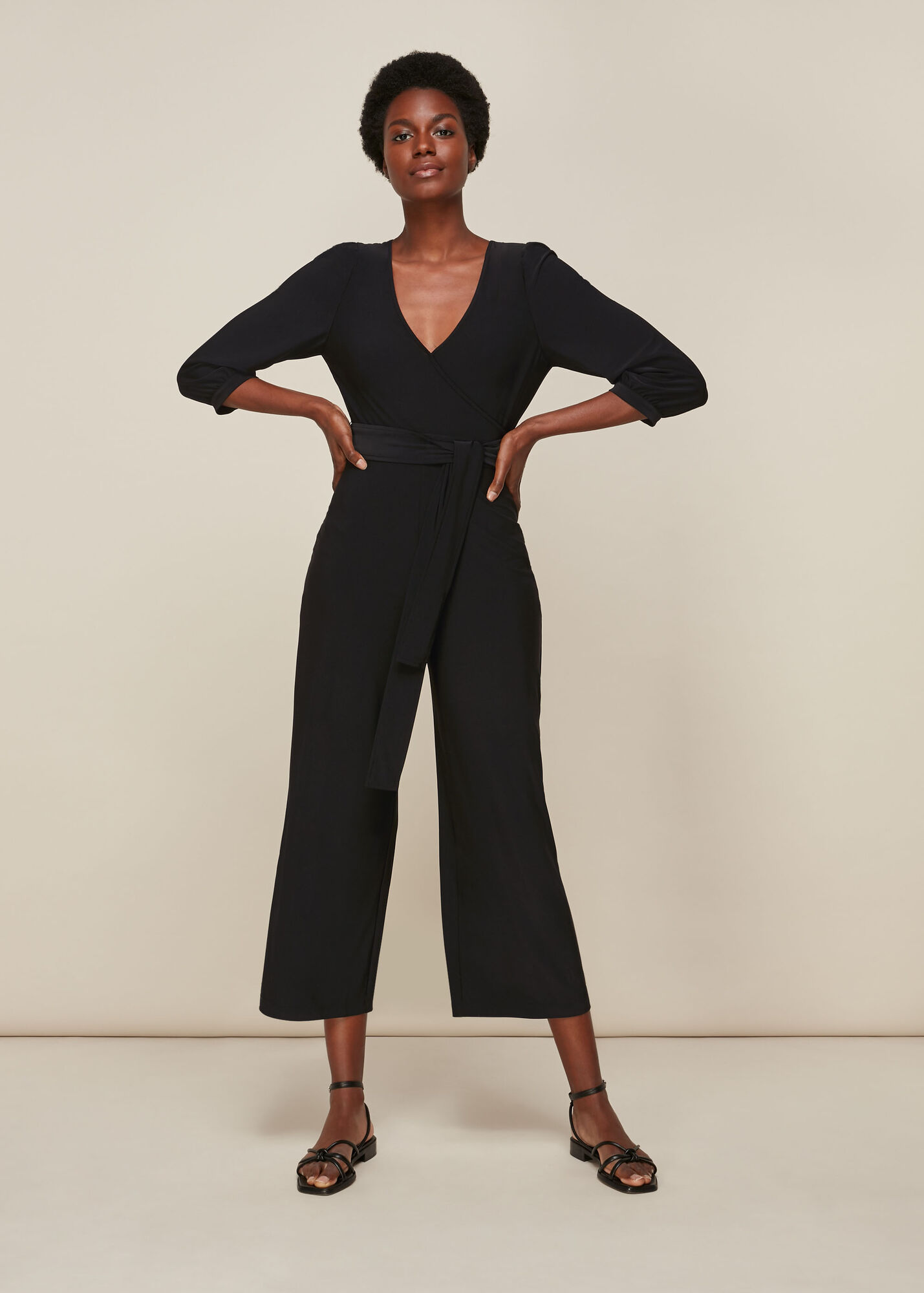 Black Wrap Jersey Jumpsuit WHISTLES