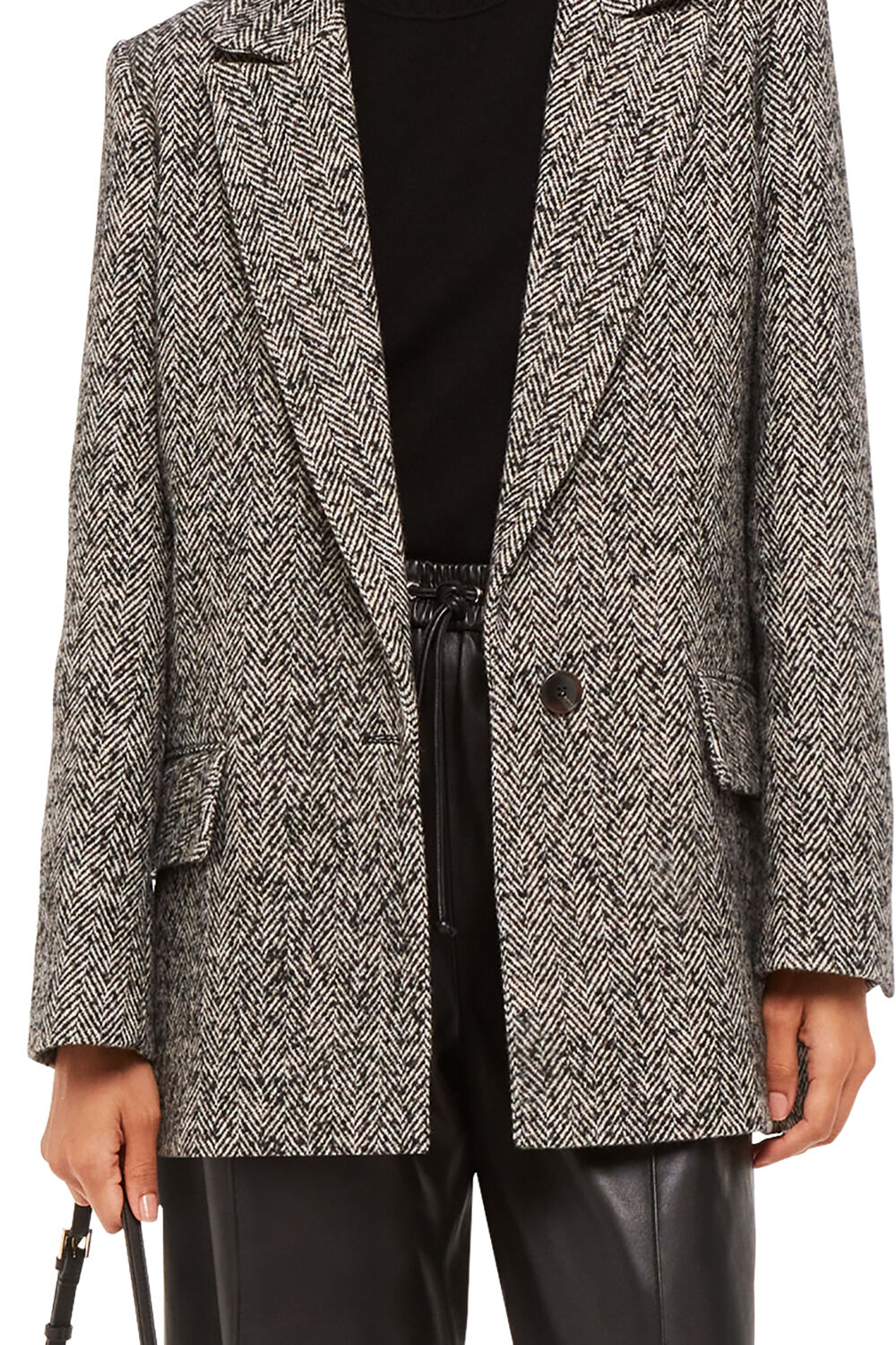 Brown Noa Herringbone Short Coat
