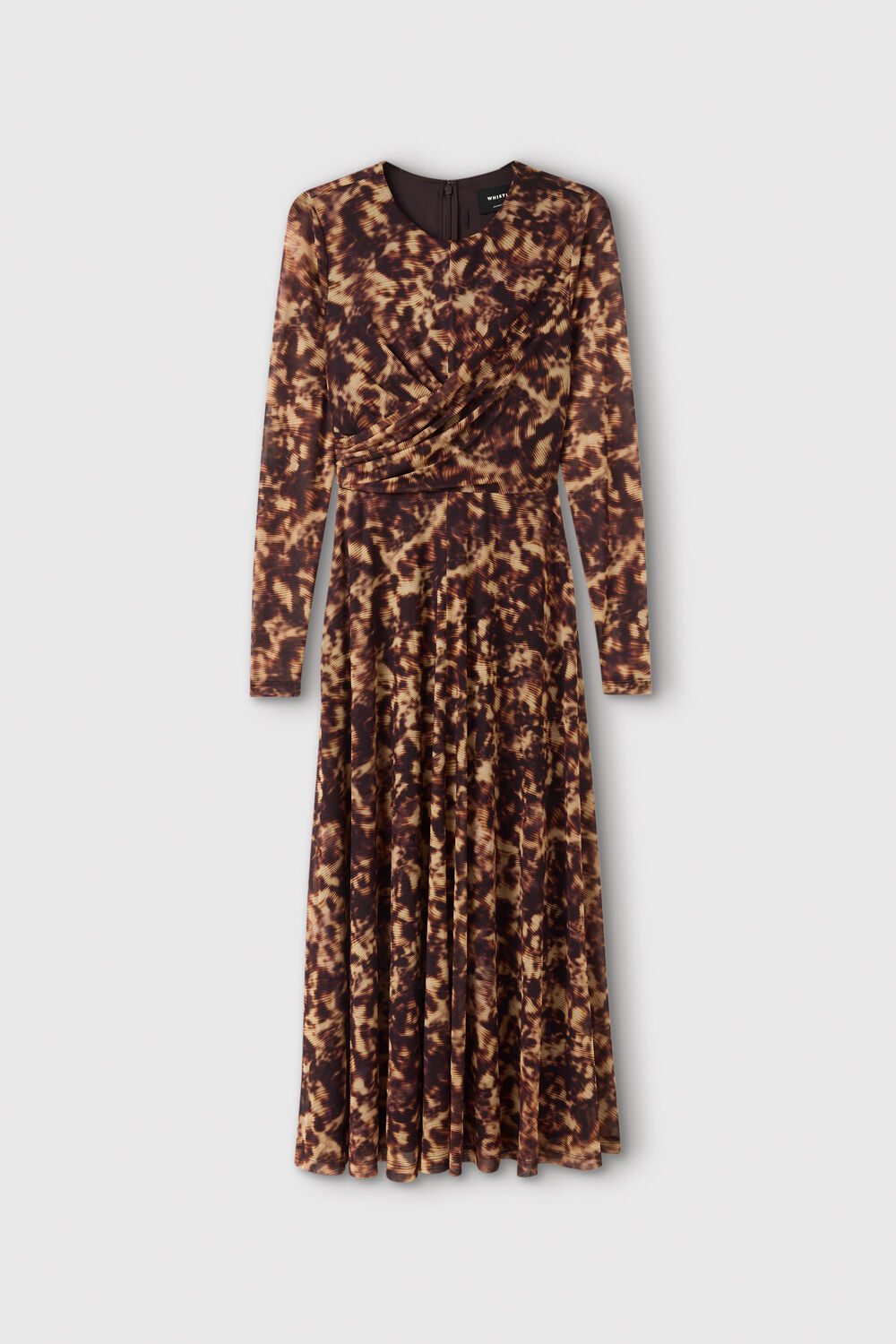 Brown Petite Abstract Animal Mesh Dress