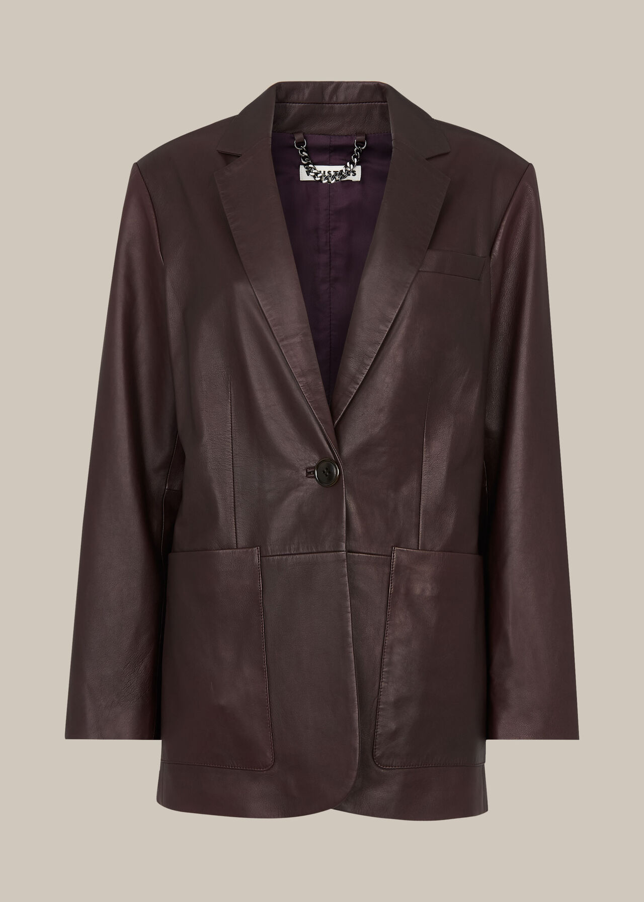 Burgundy Leather Blazer | WHISTLES