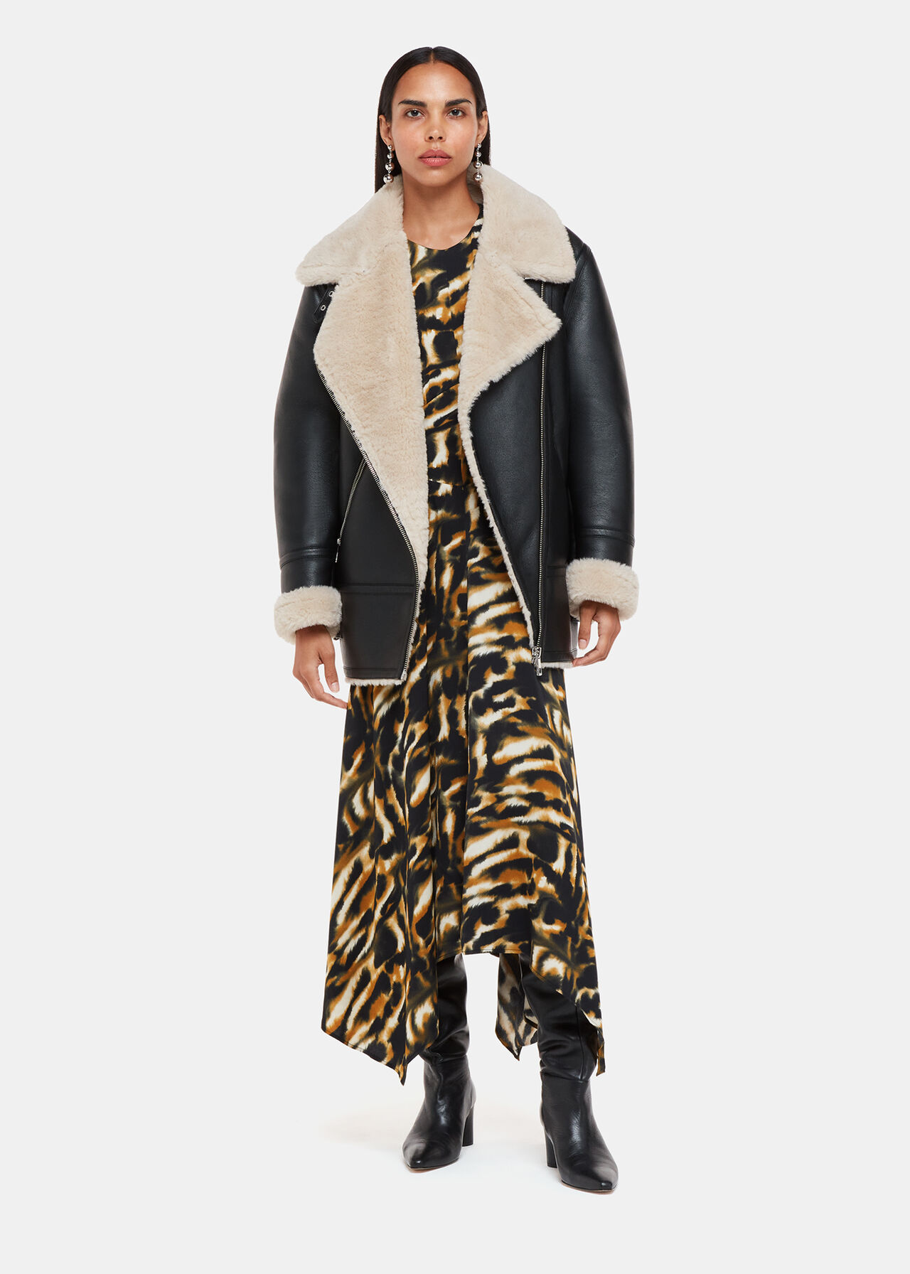Smoke Print Gathered Dress