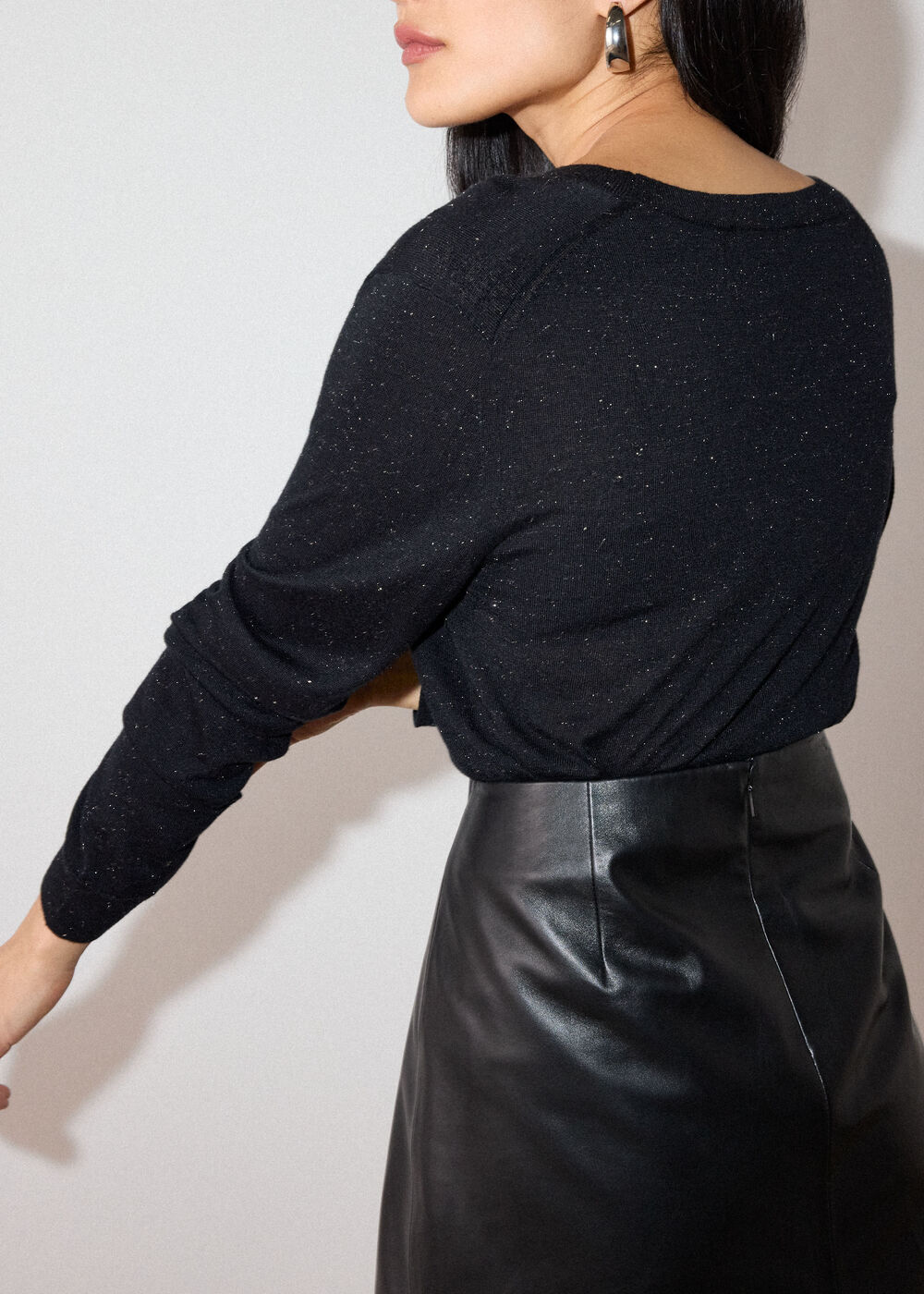 Black Annie Sparkle V Neck Knit