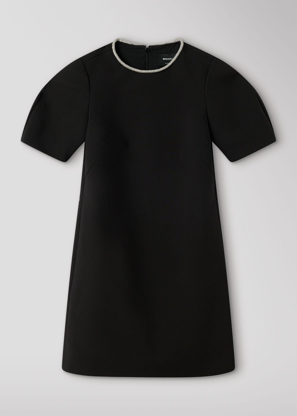 Black Diamante Trim Mini Dress