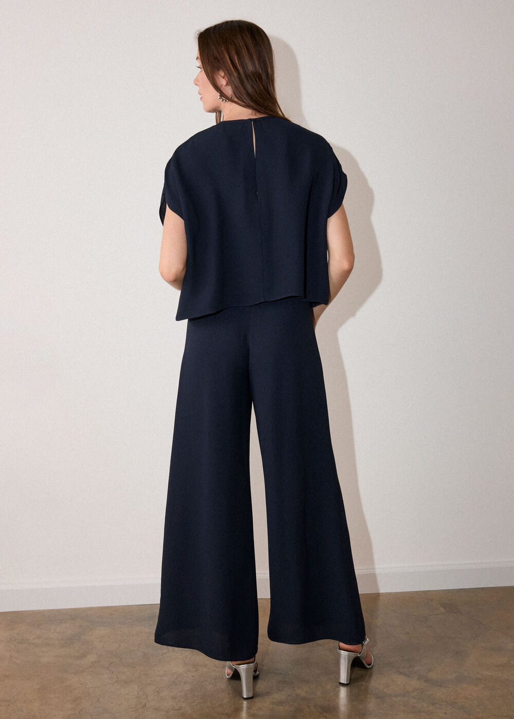 Cape Detail Crepe Jumpsuit