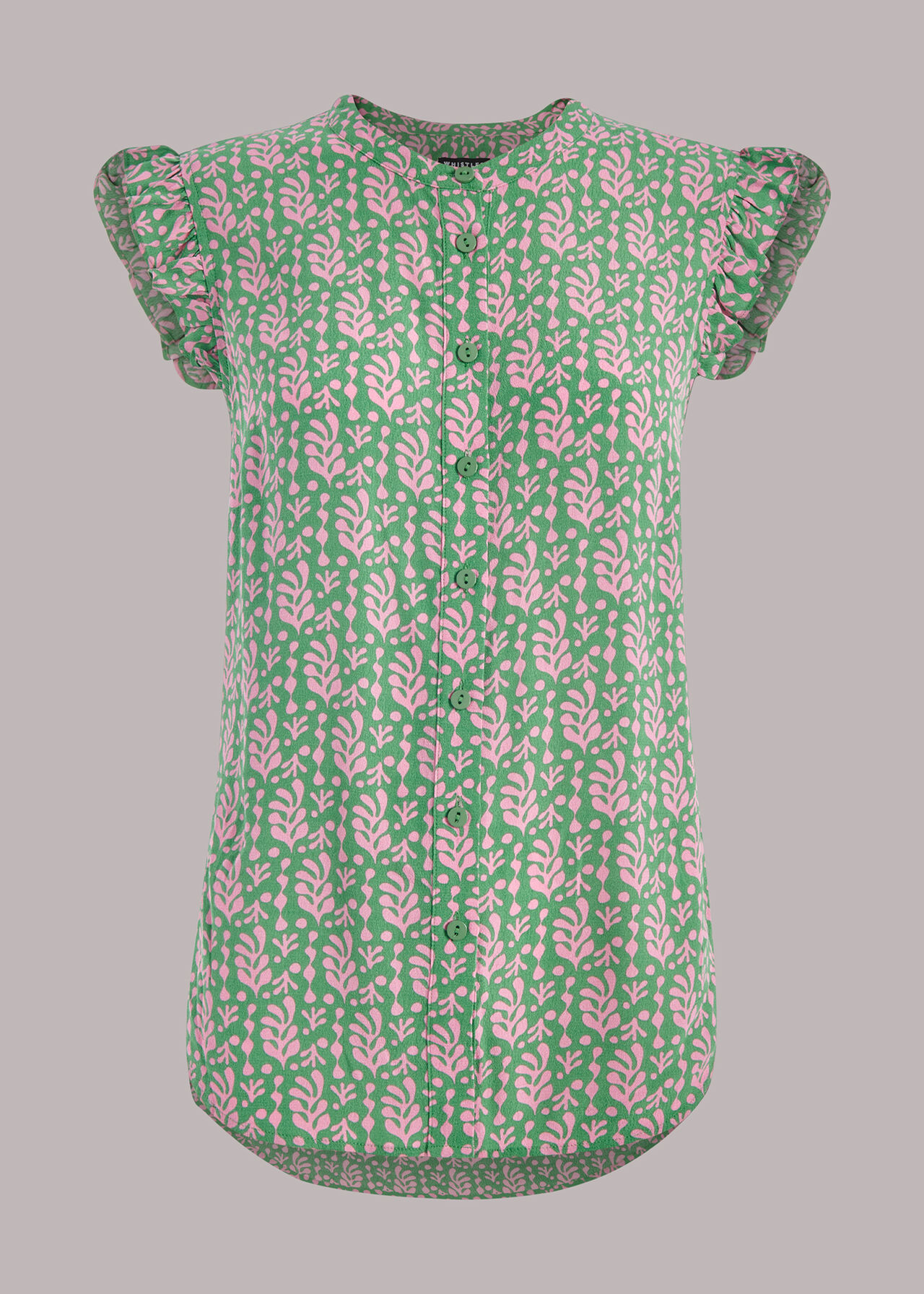 Cut Out Leaf Frill Blouse
