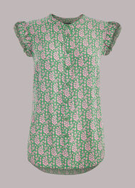 Cut Out Leaf Frill Blouse