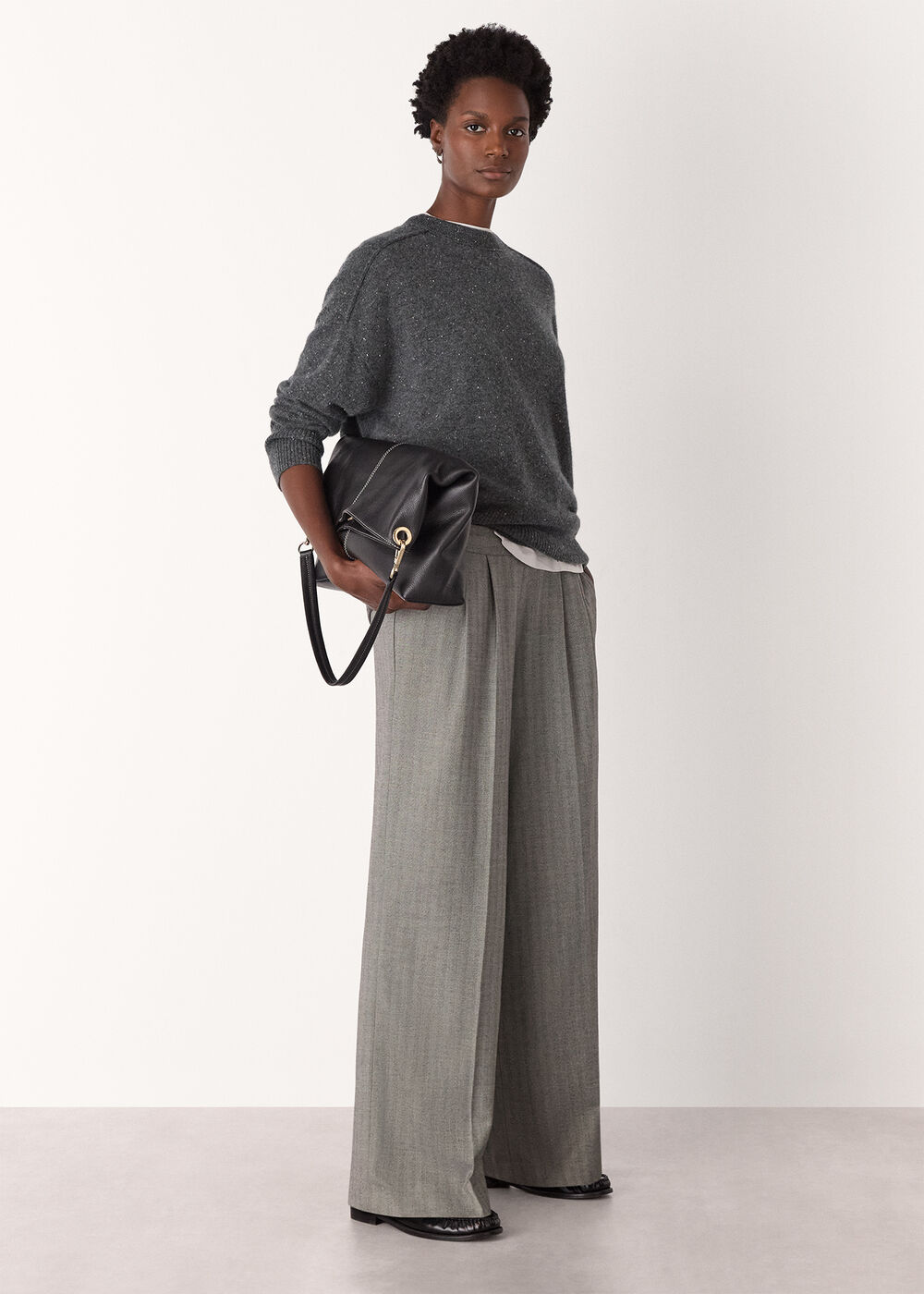 Cashmere Fleck Seam Neck Knit